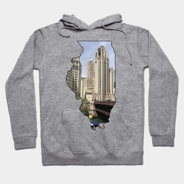 Illinois State Outline (Downtown Chicago) Hoodie by gorff